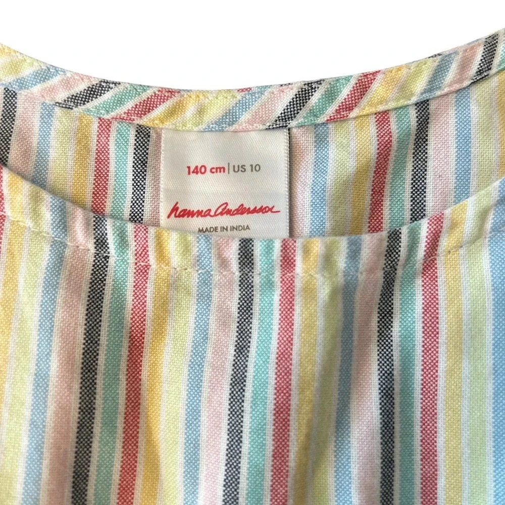 Hanna Andersson Girls Dress Size 10 Scoopneck Rainbow Striped Pocket Play (19)